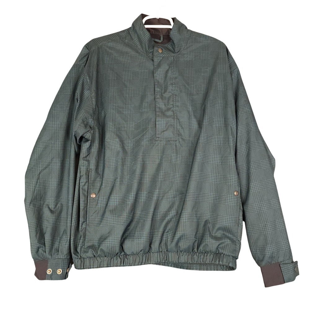 DryJoys Footjoy Pullover Golf‎ Jacket Mens Sm Green Teal Houndstooth Lightweight